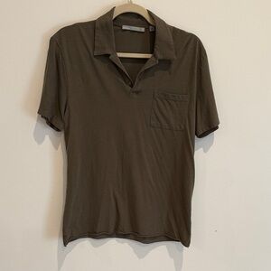 Vince Classic Olive Polo Shirt for Men